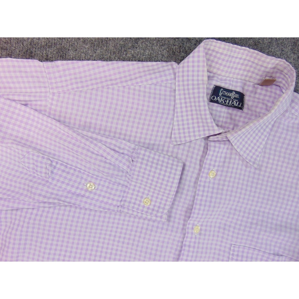 Gitman Bros Dress Shirt Mens 16.5x34 Purple‎ Lavender Gingham Check Made in USA